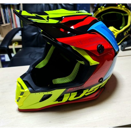 Kask JUST1 J38 BLADE czerwono-niebiesko-zółto-czarny M