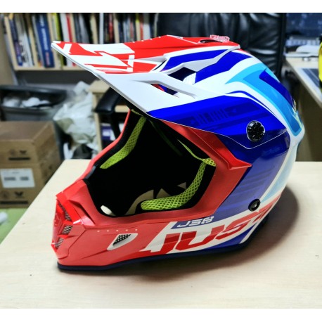 Kask JUST1 J38 BLADE niebiesko-czerwono-biały S